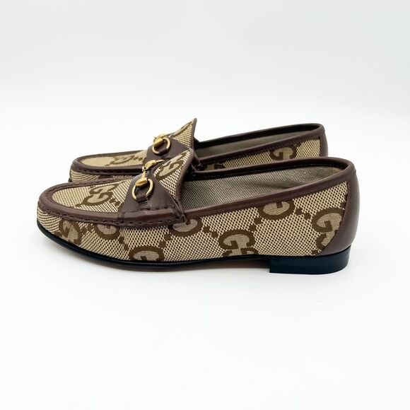 Gucci Horsebit GG Maxi Leather Canvas Loafers Size 38, 8 - Picture 4 of 13